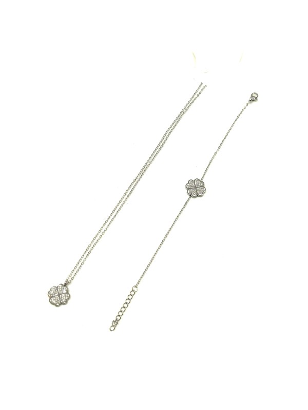 Parure acier trèfle PAC018