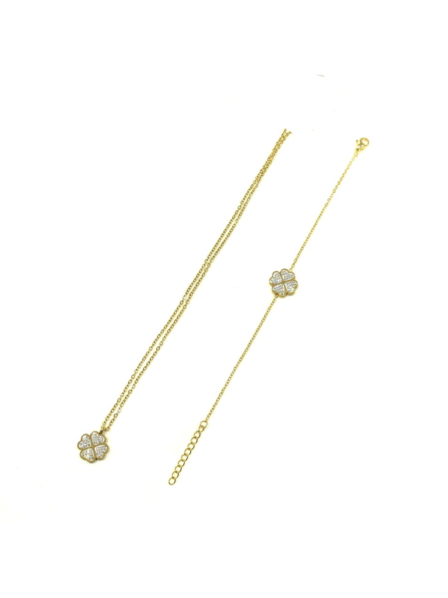 Parure acier trèfle PAC018