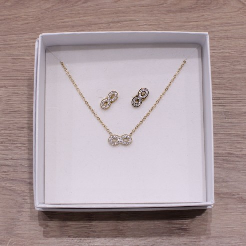 Coffret bijoux acier collier et boucles d'oreilles CCBO011
