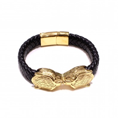 Bracelet acier et cuir homme BRAH542