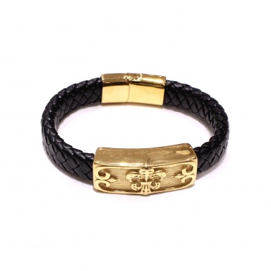 Bracelet acier et cuir homme BRAH543