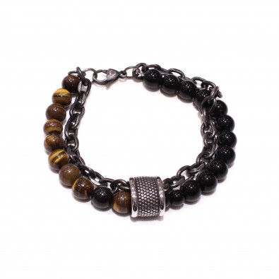 Bracelet acier et pierre homme BRAH546