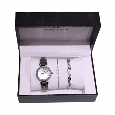 Coffret montre femme métal avec 2 bracelets acier CM006