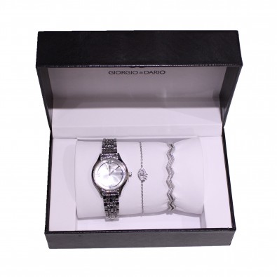 Coffret montre femme métal avec 2 bracelets acier CM007