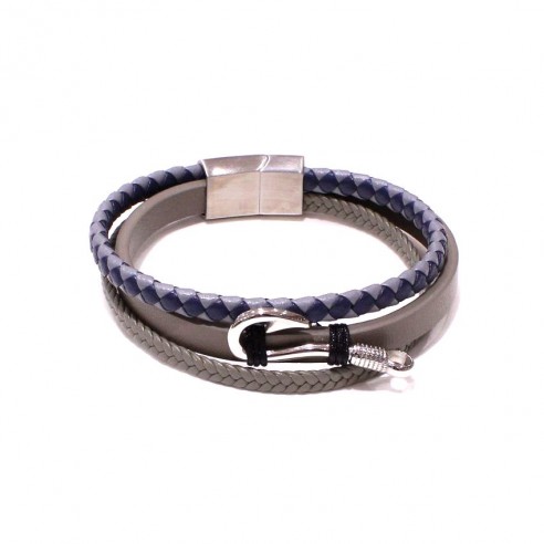 Bracelet acier et cuir homme BRAH004