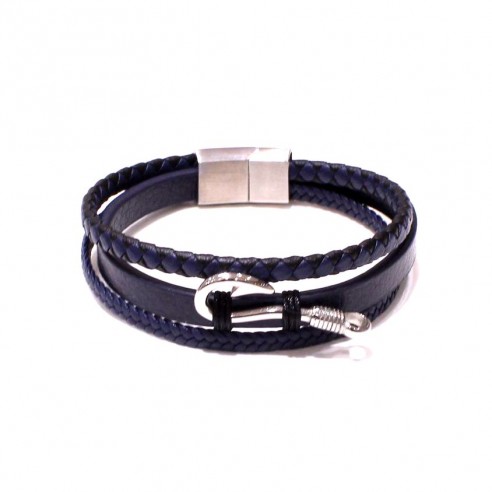 Bracelet acier et cuir homme BRAH004