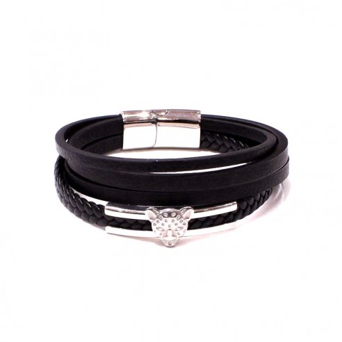 Bracelet acier et cuir homme BRAH011