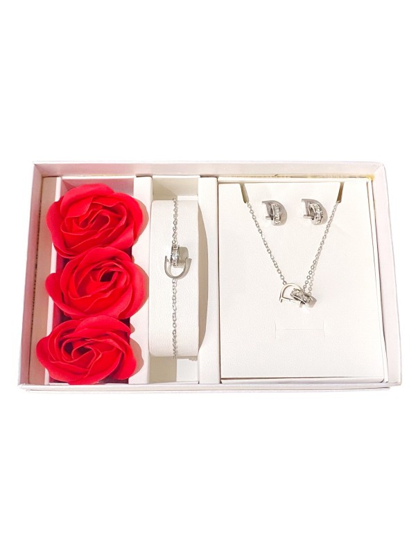 Coffret parure bijoux acier bracelet collier boucles CPA003A