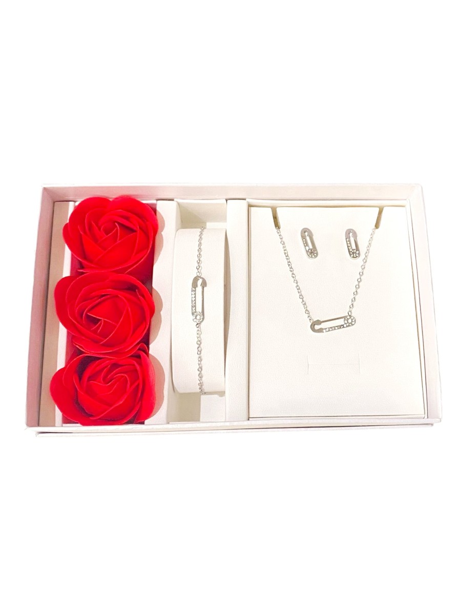 Coffret parure bijoux acier bracelet collier boucles CPA002A