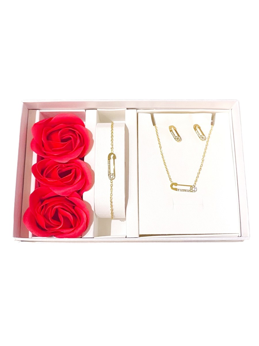 Coffret parure bijoux acier bracelet collier boucles CPA002D