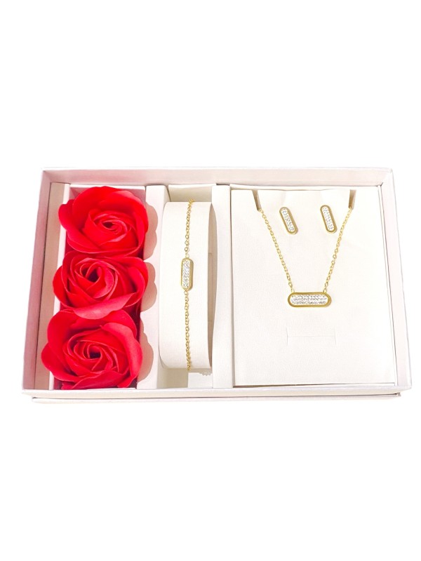 Coffret Parure bijoux acier bracelet collier boucles CPA001D