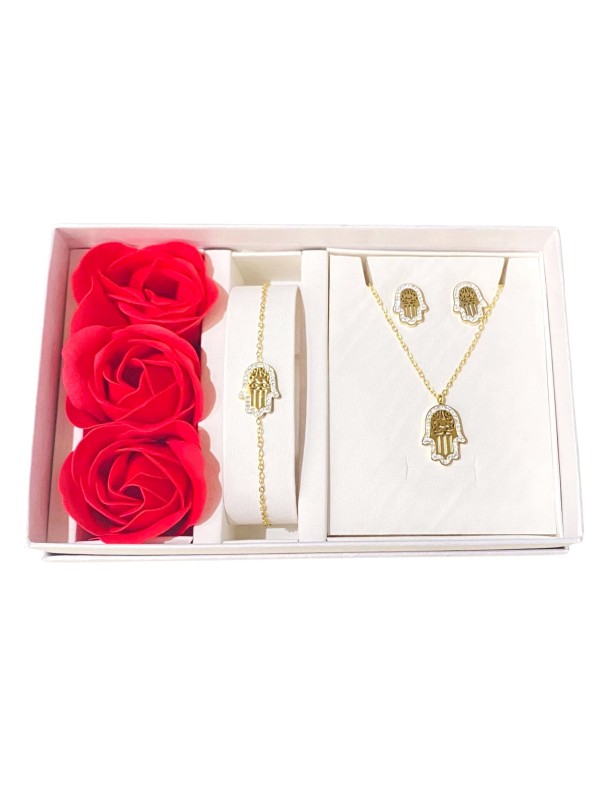Coffret Parure bijoux acier bracelet collier boucles CPA007D