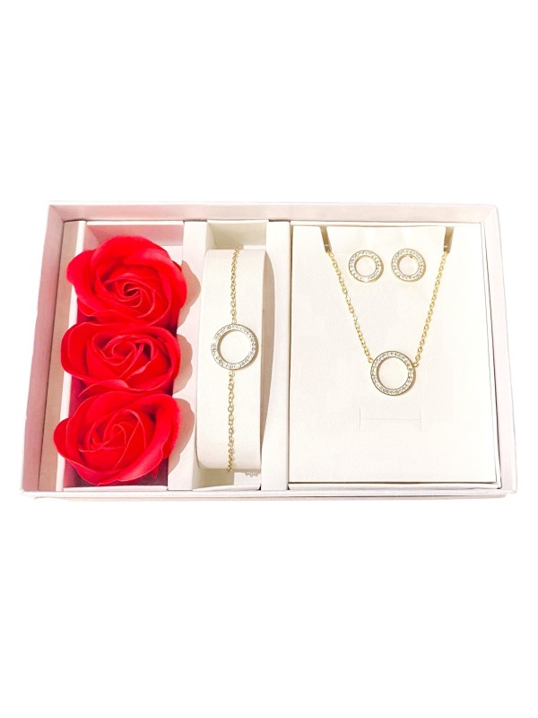 Coffret Parure bijoux acier bracelet collier boucles CPA009D