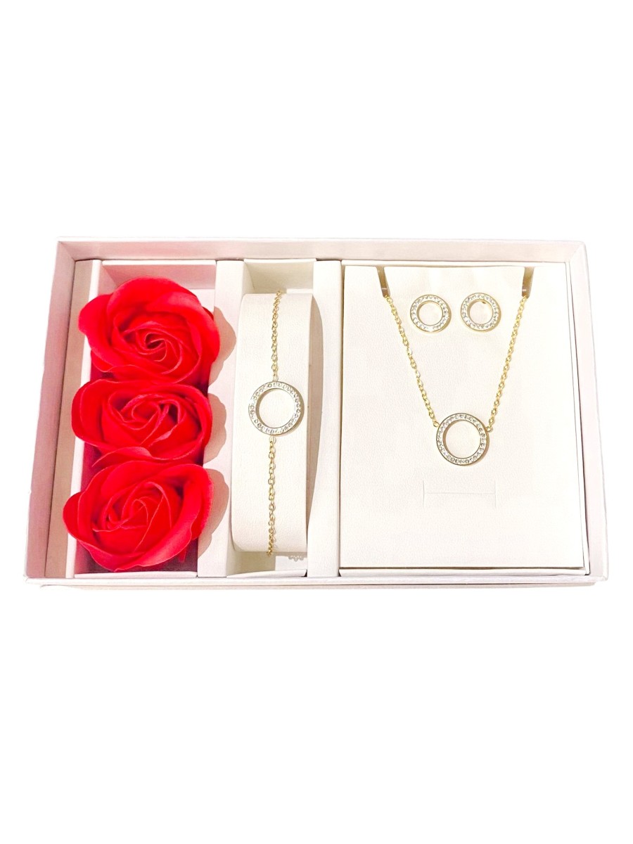 Coffret Parure bijoux acier bracelet collier boucles CPA009D