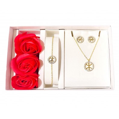 Coffret Parure bijoux acier bracelet collier boucles CPA011D