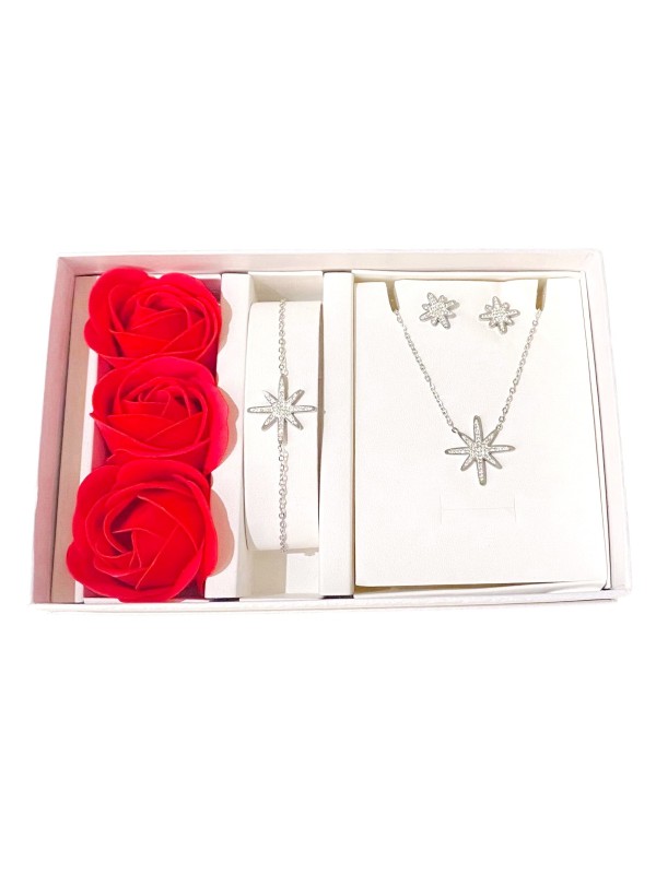 Coffret Parure bijoux acier bracelet collier boucles CPA012A