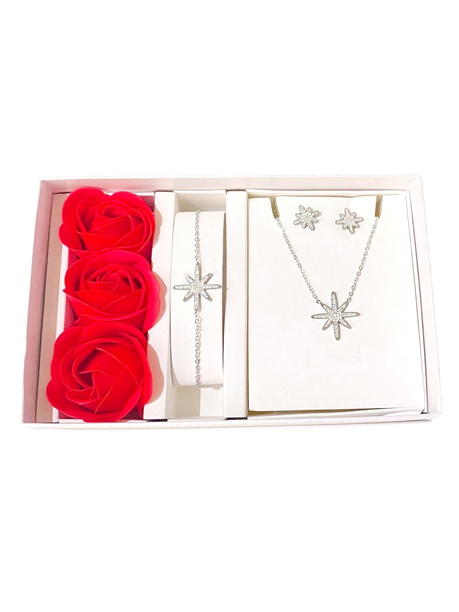 Coffret Parure bijoux acier bracelet collier boucles CPA012A