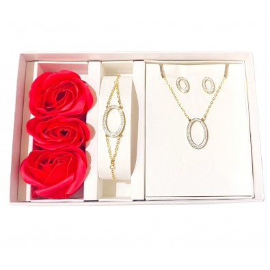 Coffret Parure bijoux acier bracelet collier boucles CPA014D