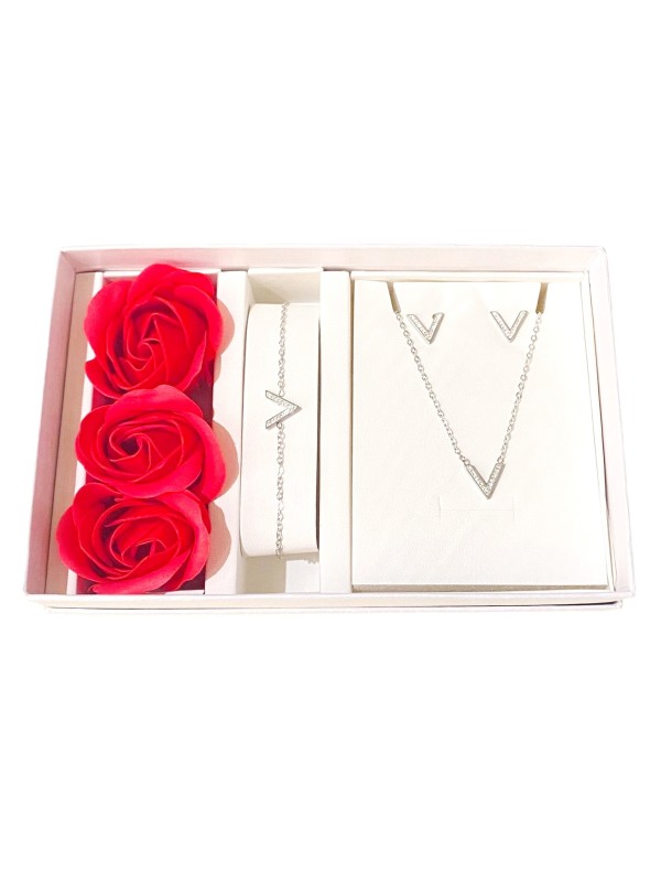 Coffret Parure bijoux acier bracelet collier boucles CPA016