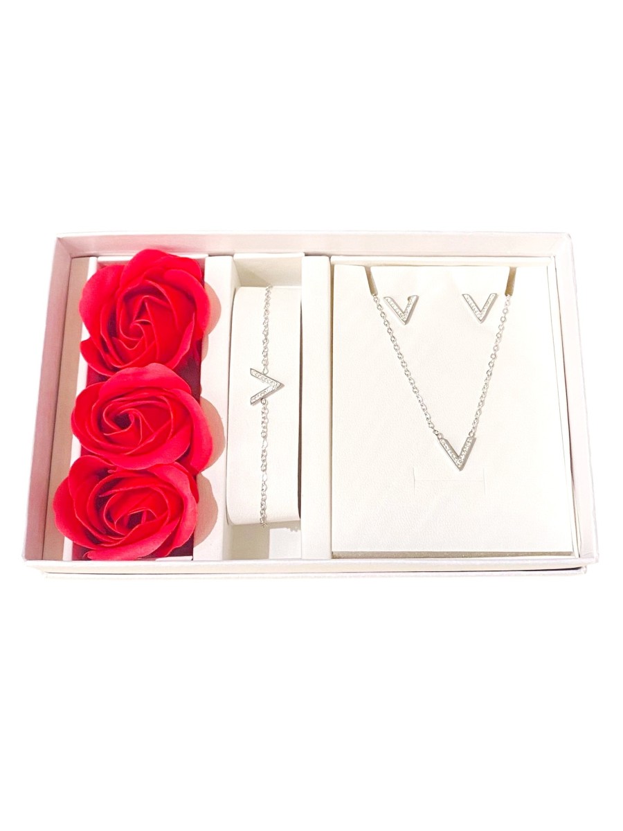 Coffret Parure bijoux acier bracelet collier boucles CPA016