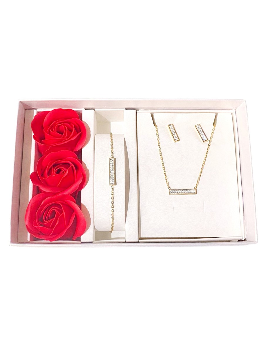 Coffret Parure bijoux acier bracelet collier boucles CPA019D