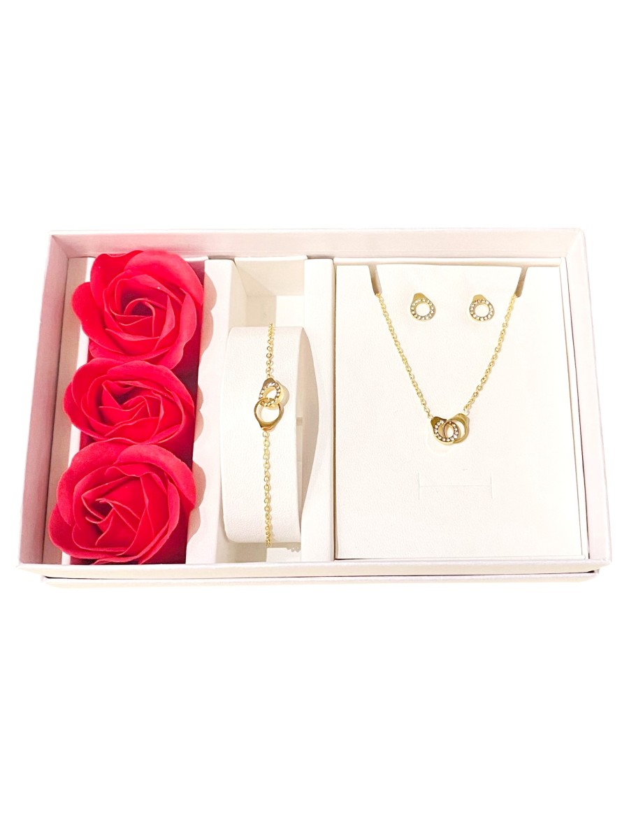 Coffret Parure bijoux acier bracelet collier boucles CPA022