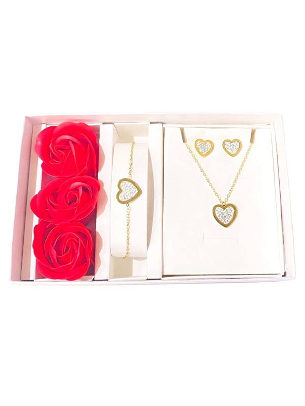 Coffret Parure bijoux acier bracelet collier boucles CPA025