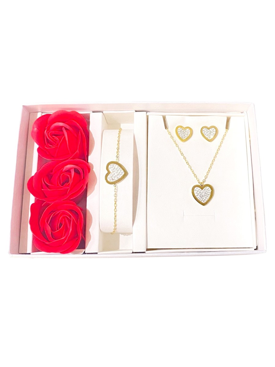 Coffret Parure bijoux acier bracelet collier boucles CPA025
