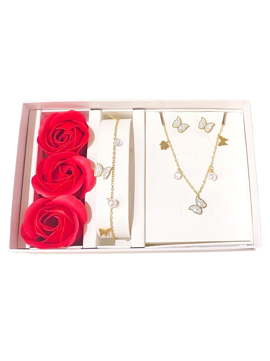 Coffret Parure bijoux acier bracelet collier boucles CPA031