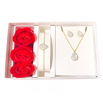 Coffret Parure bijoux acier bracelet collier boucles CPA033D