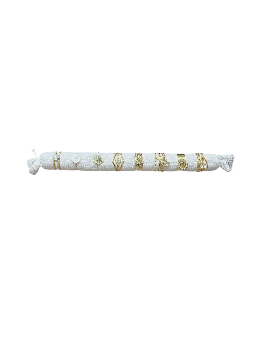 Lot de 8 bagues réglable en acier inoxydable L003