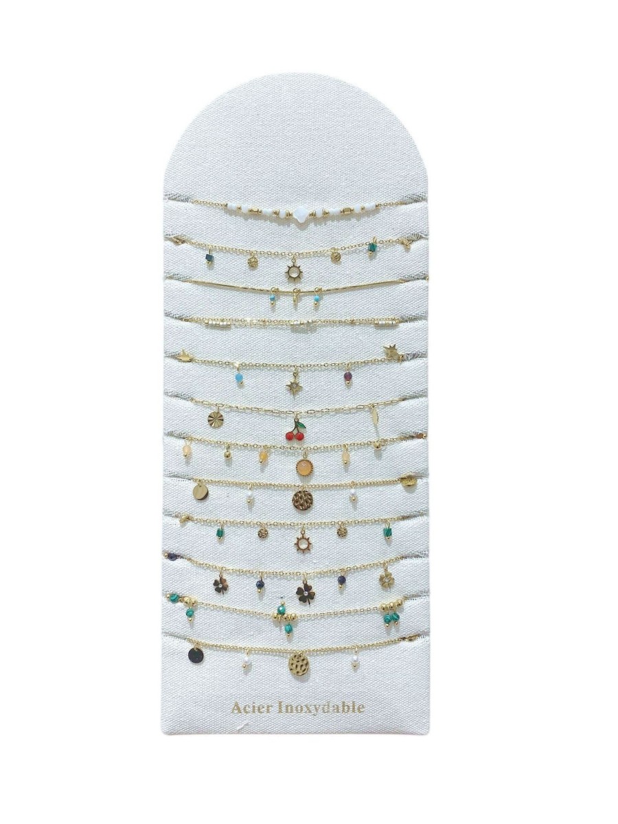 Lot de 12 chaines de cheville en acier inoxydable L006