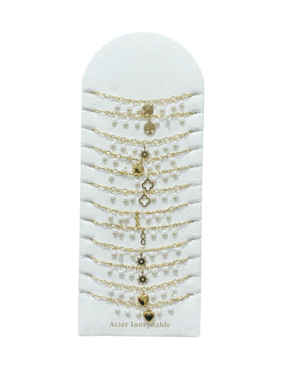 Lot de 12 bracelets en acier inoxydable L012