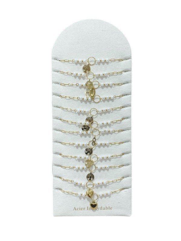Lot de 12 bracelets en acier inoxydable L014