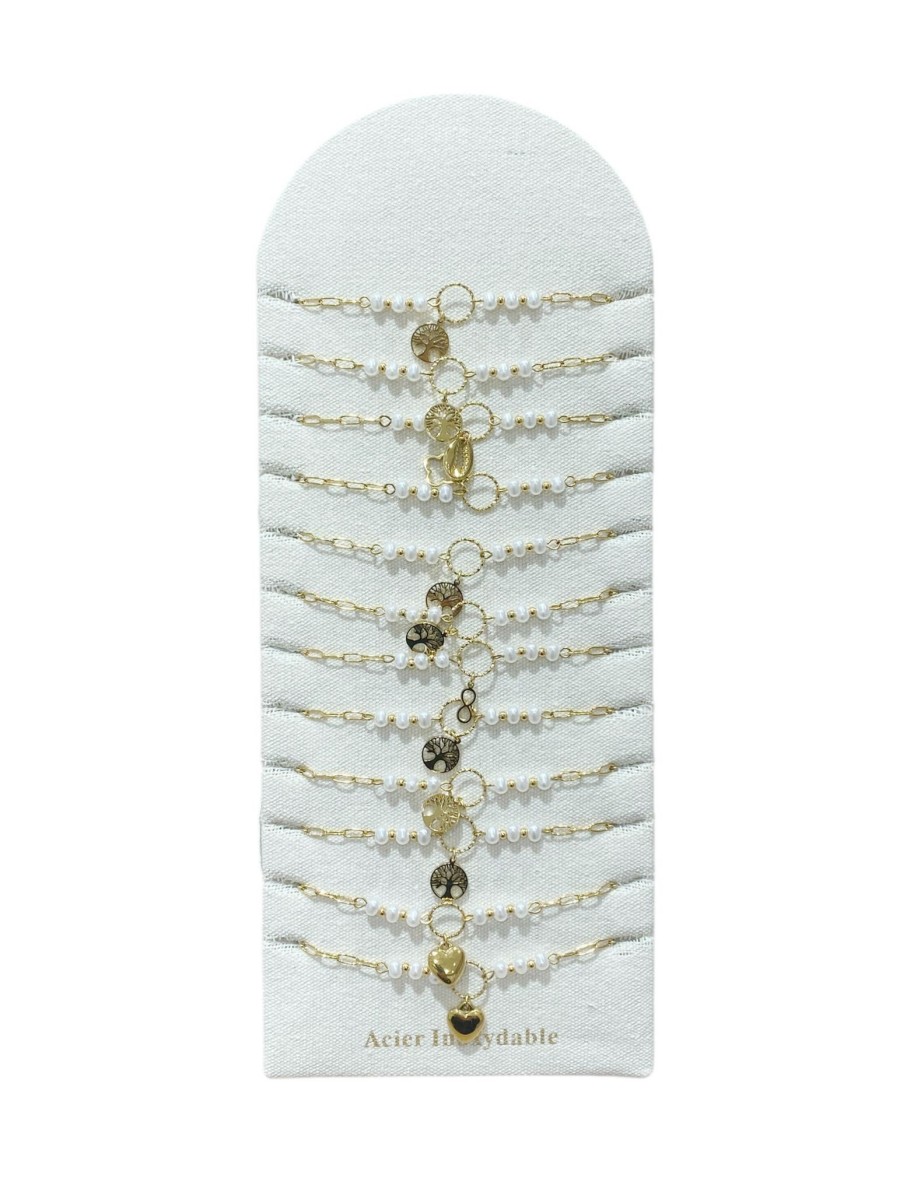 Lot de 12 bracelets en acier inoxydable L014
