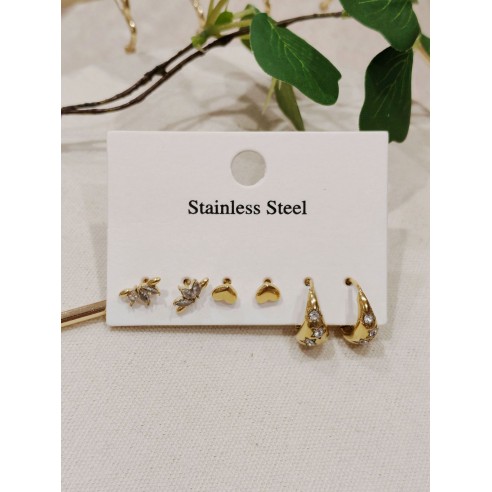 Lot de 3 boucles d'oreilles acier inoxydable L025