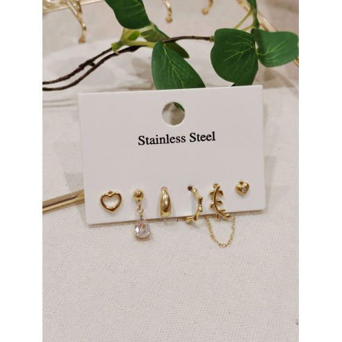 Lot de 3 boucles d'oreilles acier inoxydable L027