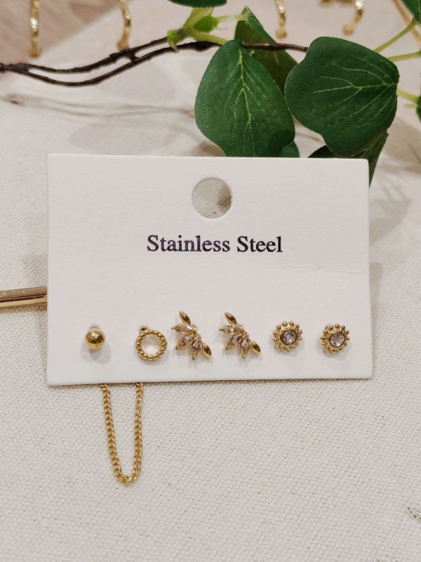 Lot de 3 paires de boucles d'oreilles acier inoxydable L030