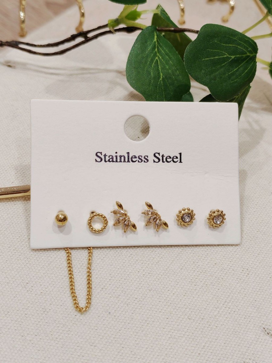 Lot de 3 paires de boucles d'oreilles acier inoxydable L030
