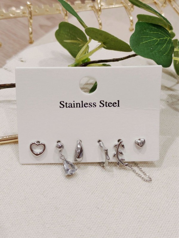 Lot de 3 paires de boucles d'oreilles acier inoxydable L031