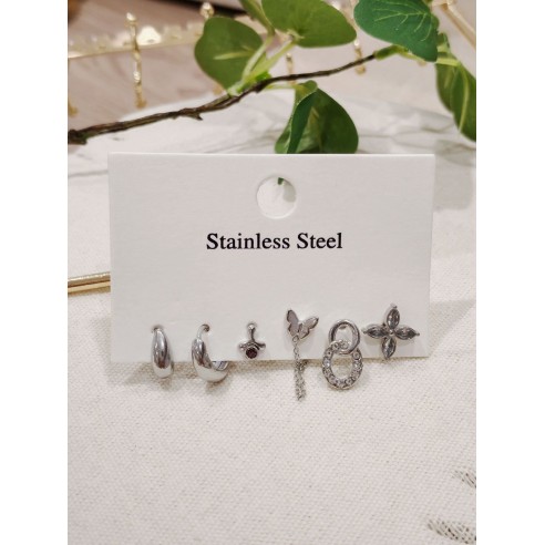 Lot de 3 boucles d'oreilles acier inoxydable L032