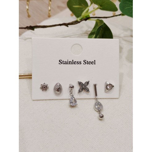Lot de 3 boucles d'oreilles acier inoxydable L033