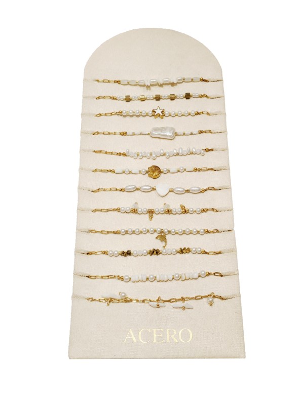 Lot de 12 bracelets en acier inoxydable L035