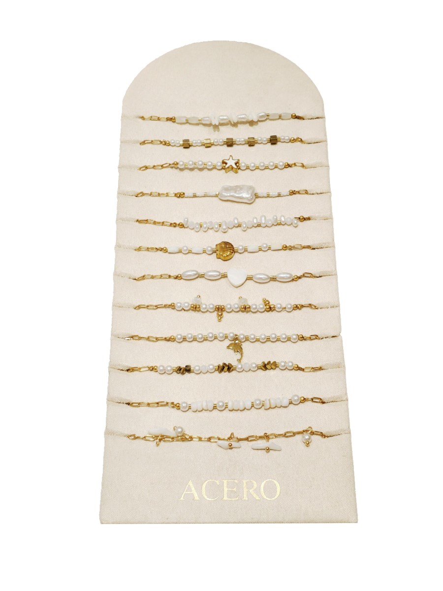 Lot de 12 bracelets en acier inoxydable L035
