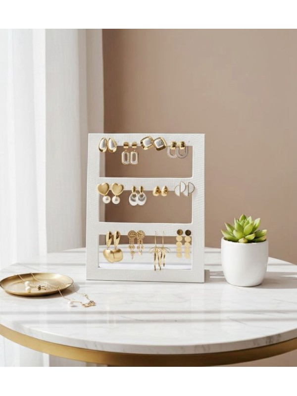 Lot de 12 boucles d'oreilles acier inoxydable avec présentoir L037