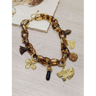 Collier en acier et résine...