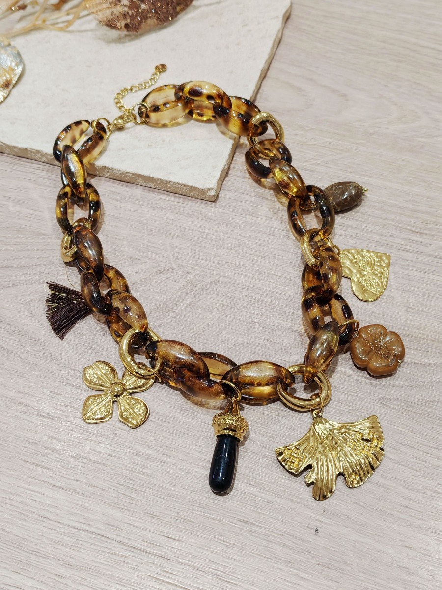 Collier en acier et résine femme N180