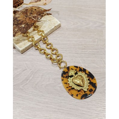 Collier en acier et résine...