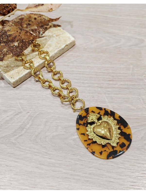 Collier en acier et résine femme N181