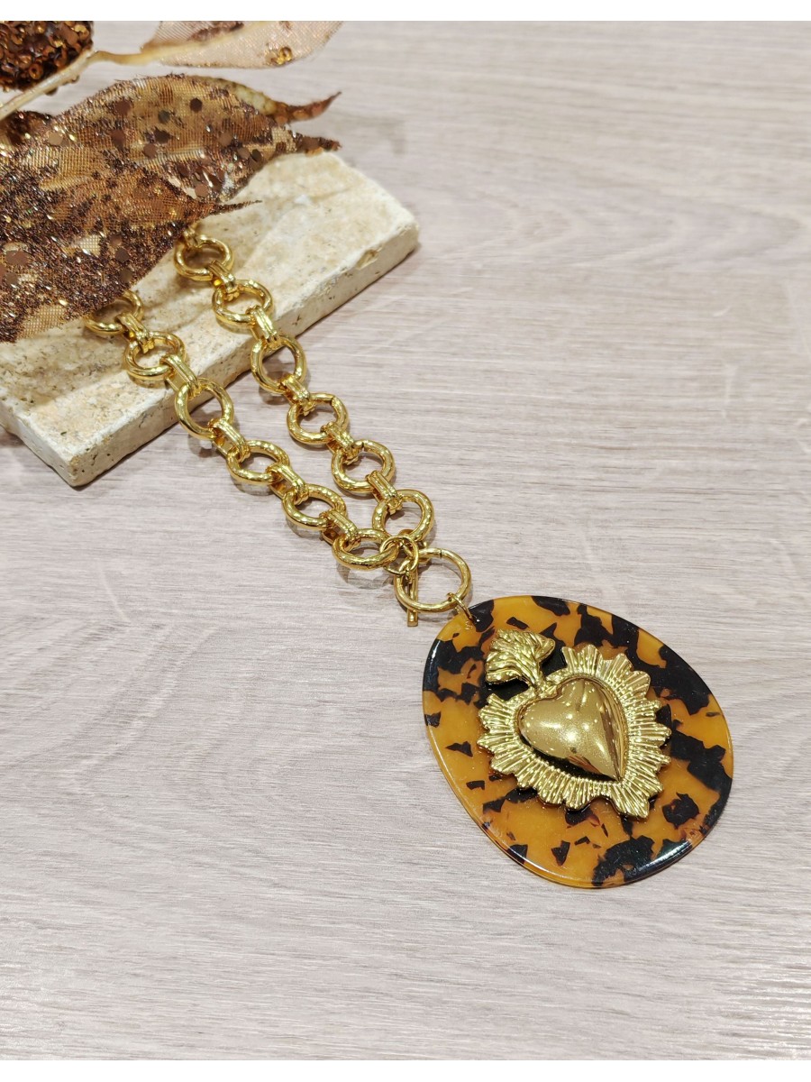 Collier en acier et résine femme N181